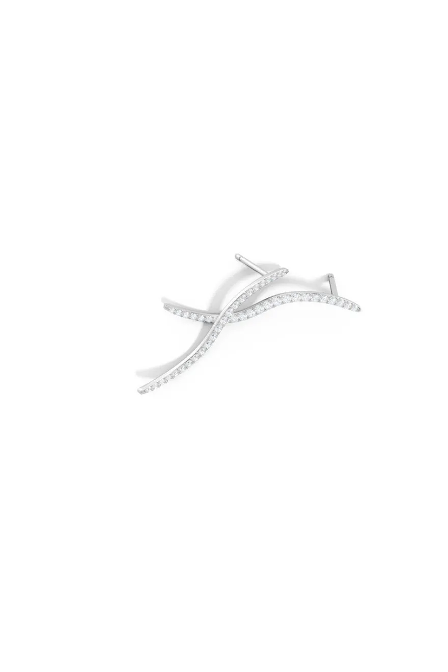 Shangri-La Brushstroke 14k Gold and Diamond Medium Stud Earrings