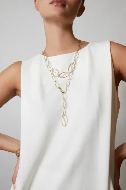 Shangri-La Elliptical Yin-Yang 14K Gold and Diamond Y Necklace