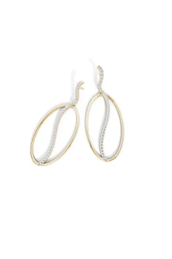 Shangri-La Elliptical Yin-Yang 14K Gold and Diamond Dangle Earrings