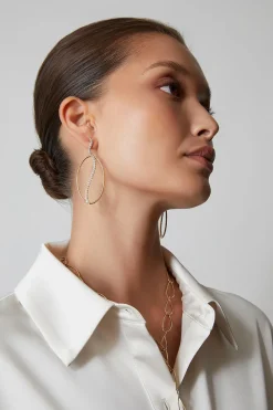 Shangri-La Elliptical Yin-Yang 14K Gold and Diamond Dangle Earrings