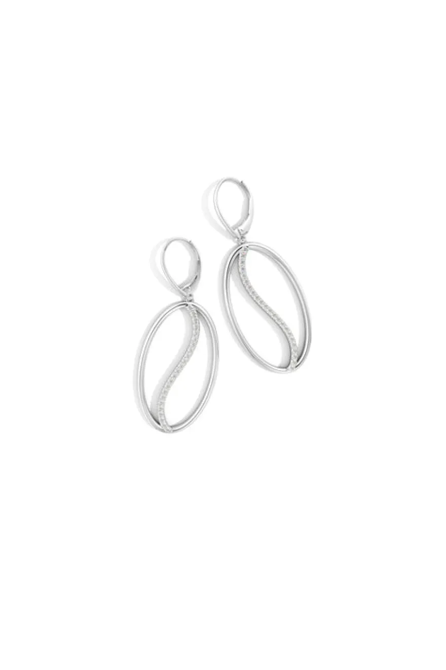 Shangri-La Elliptical Yin-Yang 14K-Gold and Diamond Large Leverback Earrings