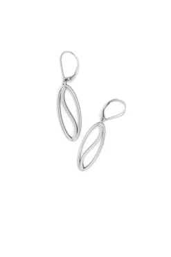 Shangri-La Elliptical Yin-Yang 14K Gold and Diamond Medium Leverback Earrings