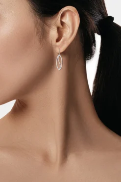 Shangri-La Elliptical Yin-Yang 14K Gold and Diamond Medium Leverback Earrings
