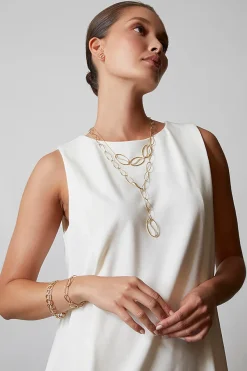 Shangri-La Elliptical Yin-Yang 14K Gold and Diamond Link Bracelet