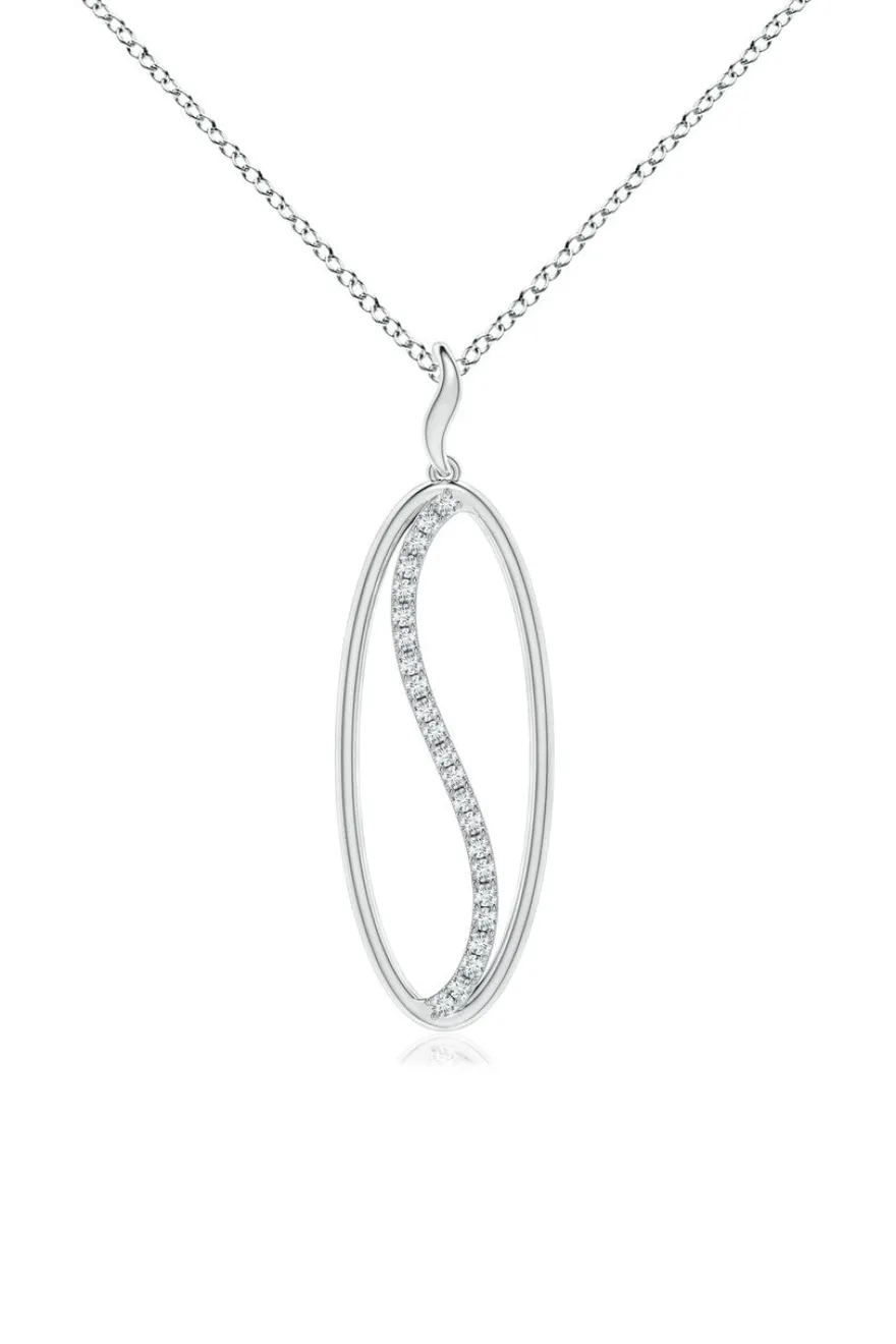 Shangri-La Elliptical Yin-Yang 14K Gold and Diamond Pendant Necklace