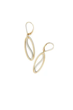 Shangri-La Elliptical Yin-Yang 14K Gold and Diamond Medium Leverback Earrings