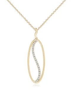 Shangri-La Elliptical Yin-Yang 14K Gold and Diamond Pendant Necklace