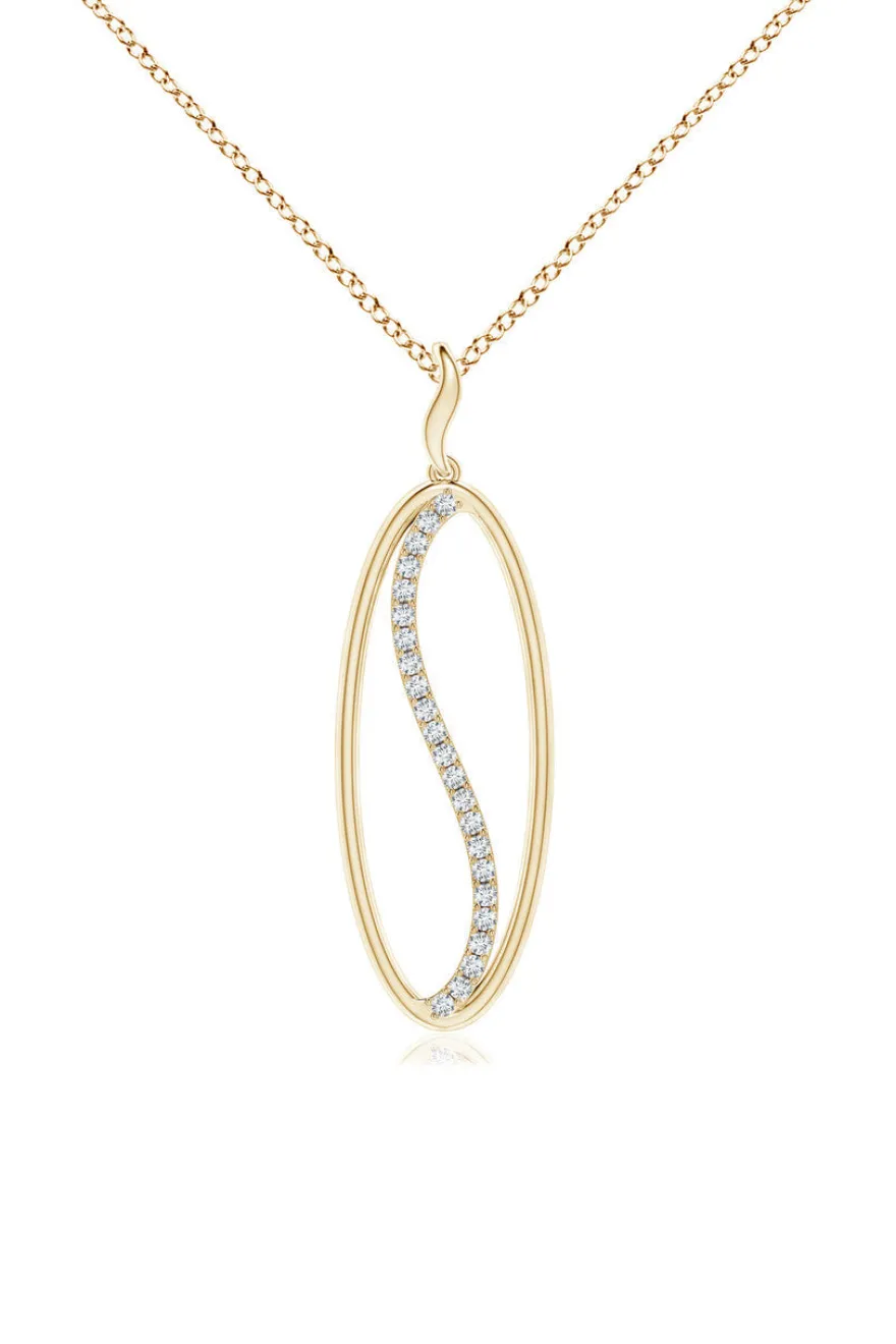 Shangri-La Elliptical Yin-Yang 14K Gold and Diamond Pendant Necklace