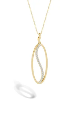 Shangri-La Elliptical Yin-Yang 14K Gold and Diamond Pendant Necklace