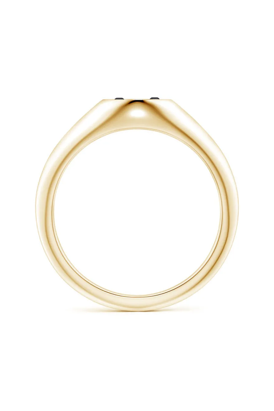 Shangri-La Yin-Yang 14K Gold with Black & White Diamond Signet Ring