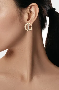 Shangri-La Yin-Yang 14K Gold and Diamond Medium Button Stud Earrings
