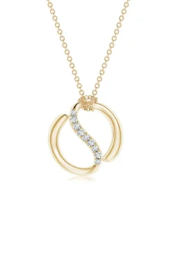 Shangri-La Yin-Yang 14K Gold and Diamond Knot Chain Pendant Necklace