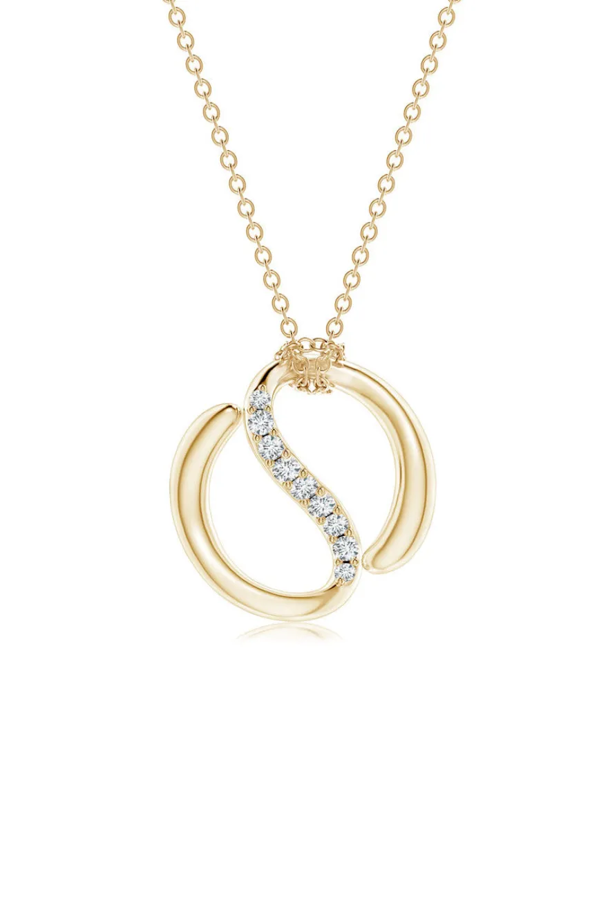 Shangri-La Yin-Yang 14K Gold and Diamond Knot Chain Pendant Necklace