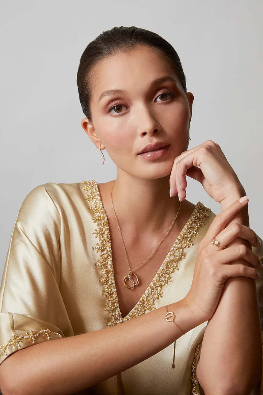 Shangri-La Yin-Yang 14K Gold and Diamond Knot Chain Pendant Necklace