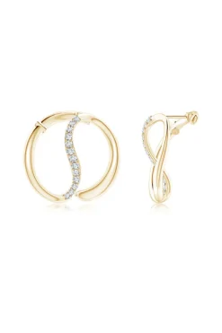 Shangri-La Yin-Yang 14K Gold and Diamond Large Button Stud Earrings