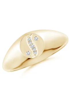 Shangri-La Yin-Yang 14K Gold and Diamond Signet Ring