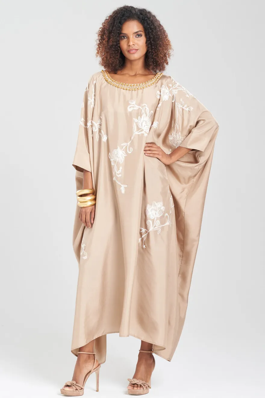 Shinjo Habotai Embroidered Silk Caftan