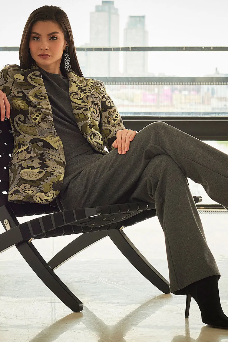 Shinrin Paisley Jacquard Notch Lapel Blazer