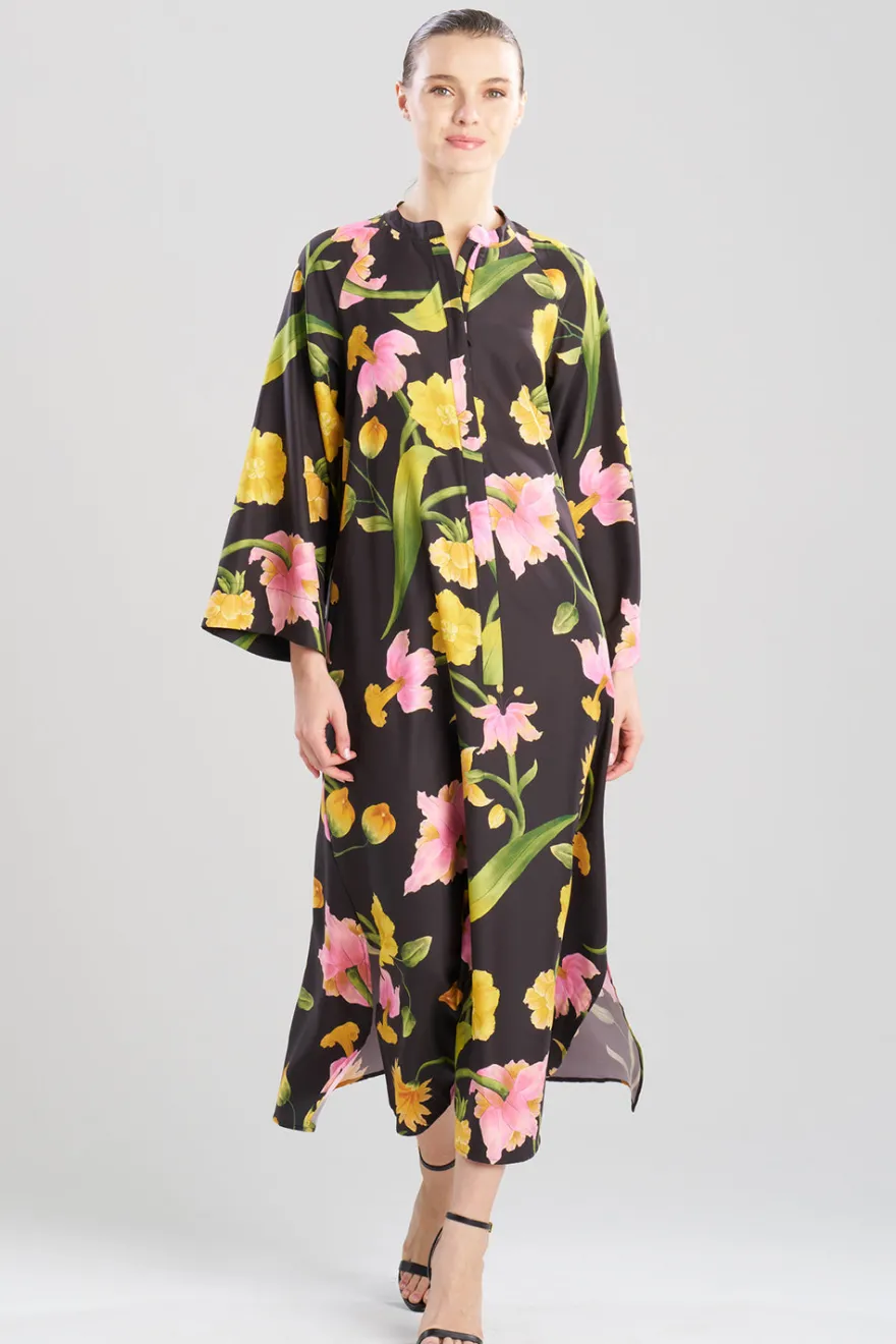 Solene Matte Charmeuse Mandarin Zip Caftan