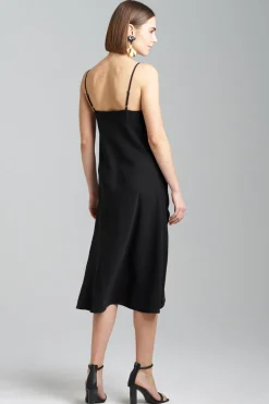 Solid Crepe Embroidered Slip Dress