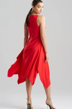 Solid Fluid Twill Embellished Handkerchief Dress
