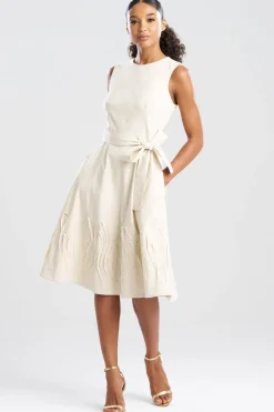 Solid Lightweight Woven Embellished Fit & Flare Dress