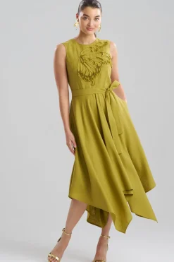 Solid Linen Handkerchief Embellished Dress