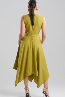 Solid Linen Handkerchief Embellished Dress
