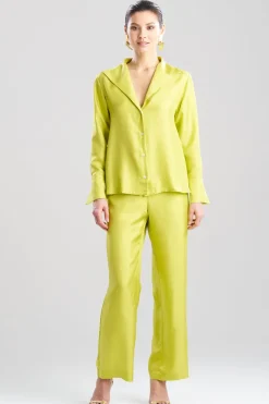 Solid Silk Twill Button Down Trapeze Shirt