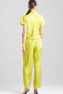 Solid Silk Twill Cowl Neck Top