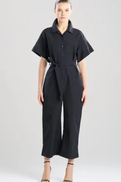 Solid Taffeta Embellished Jumpsuit