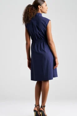 Solid Taffeta Tie Front Dress