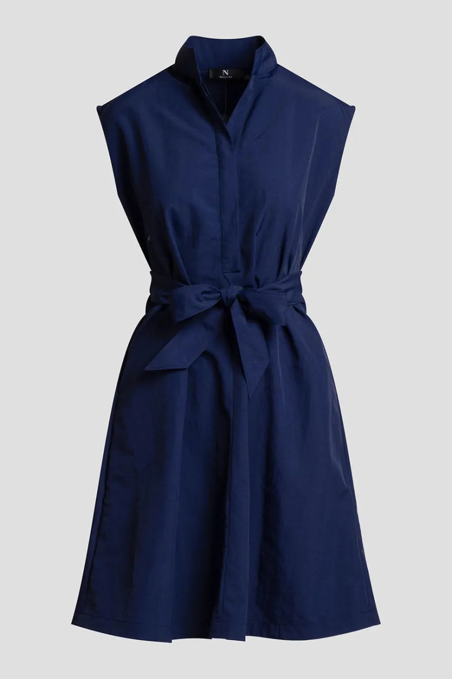 Solid Taffeta Tie Front Dress