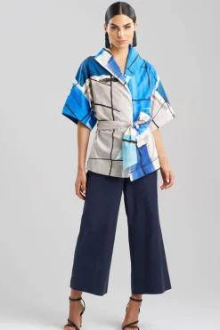 Sorairo Printed Cotton Poplin Wrap Top