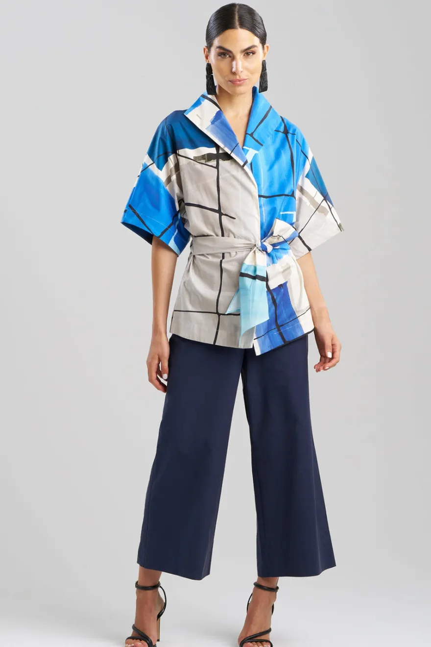 Sorairo Printed Cotton Poplin Wrap Top