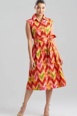 Sorel Ikat Cotton Poplin Sleeveless Shirtdress