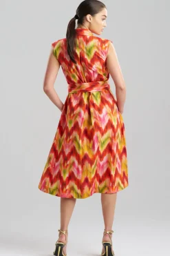 Sorel Ikat Cotton Poplin Sleeveless Shirtdress
