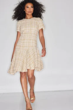 Sparkle Tweed Short Sleeve Flounce Dress