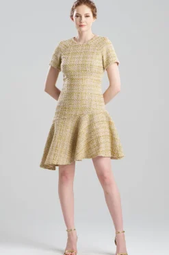Sparkle Tweed Short Sleeve Flounce Dress