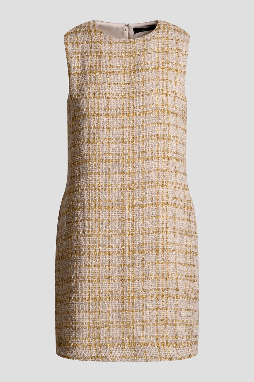 Sparkle Tweed Sleeveless Shift Dress