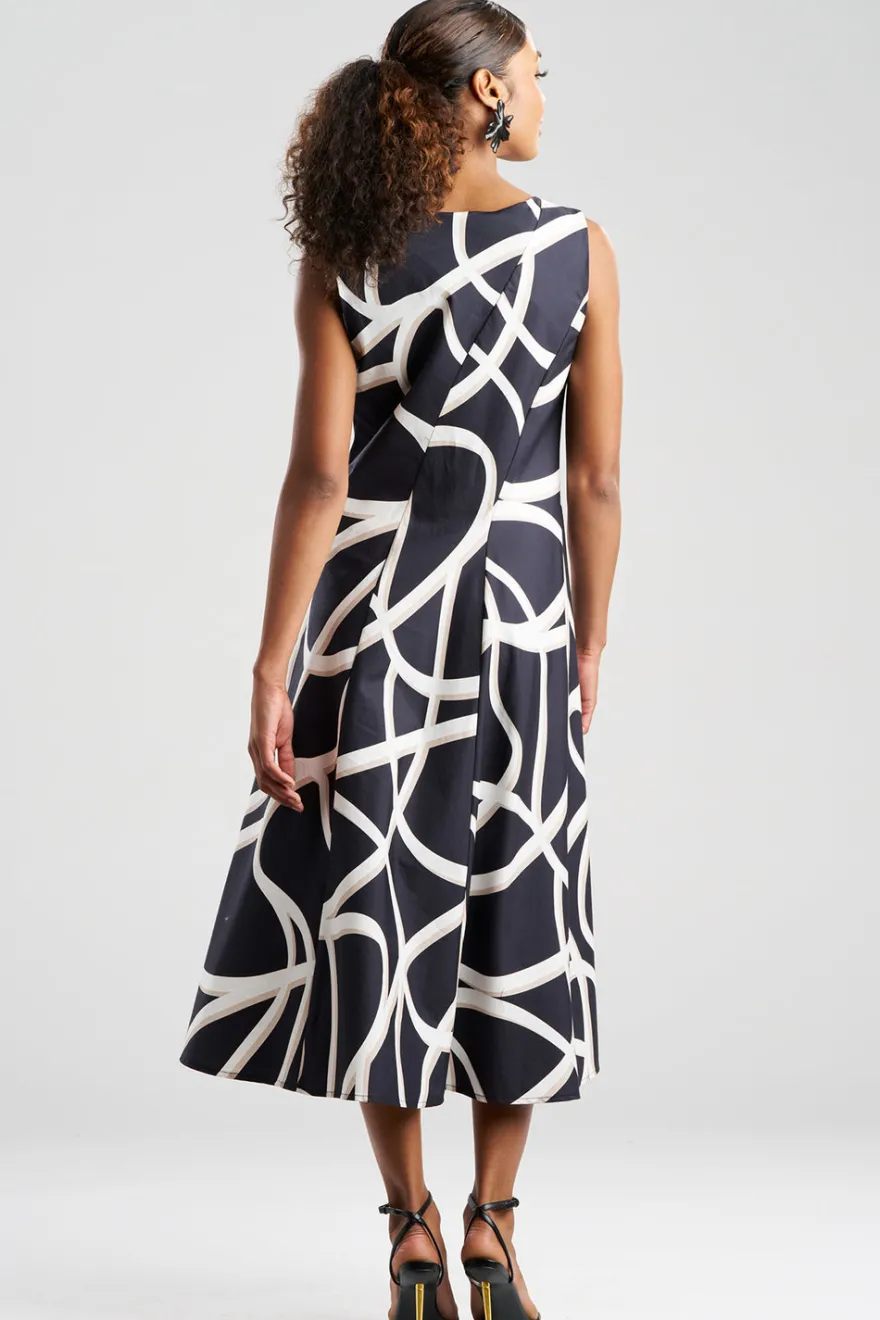 Spiral Cotton Taffeta Asymmetric Seam Dress
