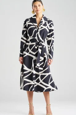 Spiral Cotton Taffeta Oversized Button Down Shirtdress