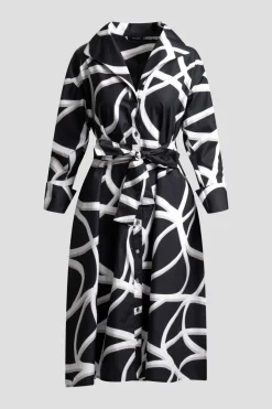 Spiral Cotton Taffeta Oversized Button Down Shirtdress