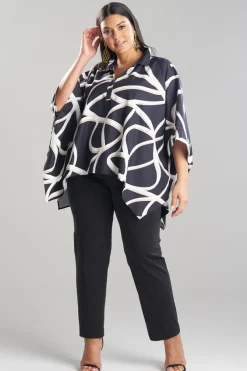 Spiral Cotton Taffeta Oversized Caftan Top
