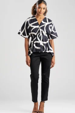 Spiral Cotton Taffeta Short Sleeve Button Down Shirt