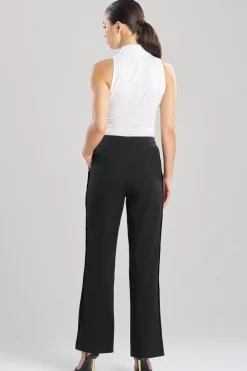 Stretch Basketweave Cotton Flare Leg Zip Pants