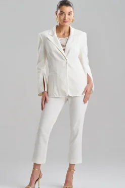 Stretch Basketweave Cotton Slit Cuffed Jacket