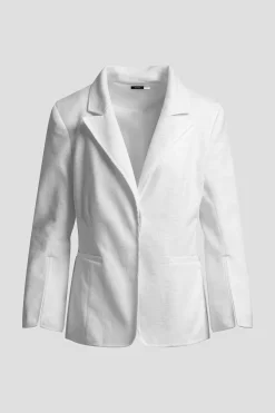 Stretch Basketweave Cotton Slit Cuffed Jacket