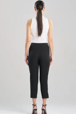 Stretch Basketweave Cotton Capri Pants