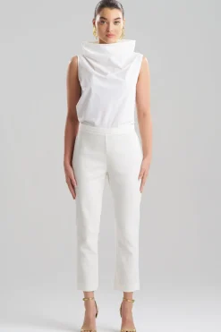 Stretch Basketweave Cotton Capri Pants